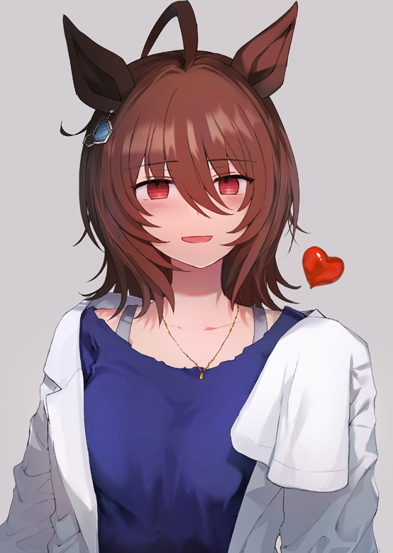 agnes tachyon (umamusume) 1girl solo animal ears horse ears brown hair heart jewelry  illustration images