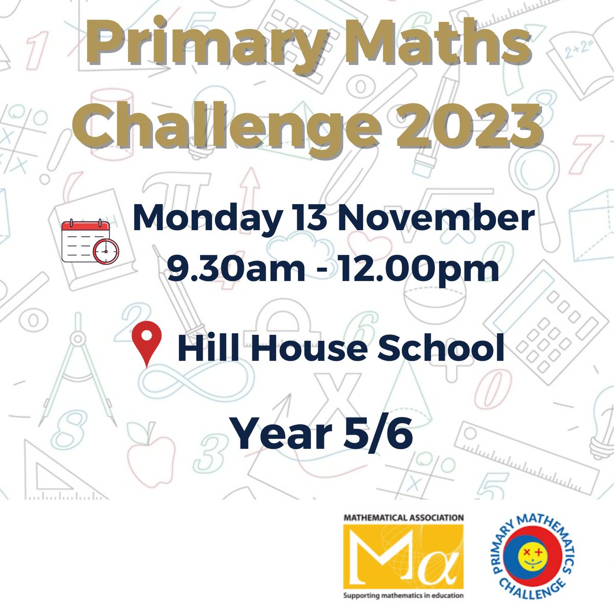 HillHouseSchool's tweet photo. 📣INVITATION TO SCHOOLS
We are pleased to invite schools to bring a team of 4 Year5/6 children to take part in the Primary Maths Challenge with us on Monday 13 November!
Register here: https://t.co/NFCL3YOTEp
#DoncasterisGreat #PrimarySchools #PrimaryMathsChallenge #Maths https://t.co/B8Ami149GT