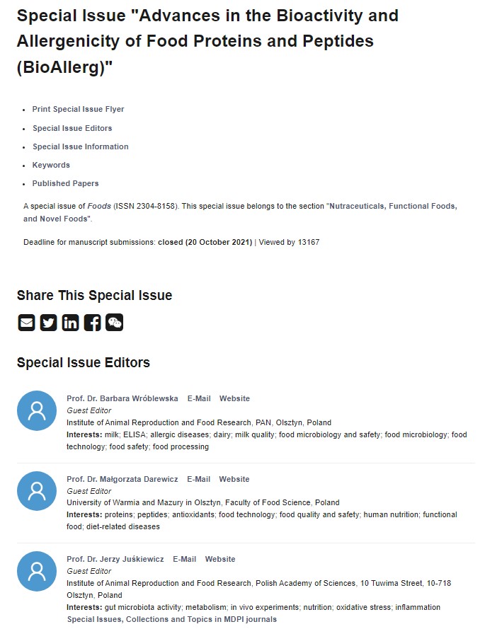 Foods_MDPI's tweet image. #foodsmdpi
🌿Recommend two excellent SIs
Advances in the #Bioactivity and #Allergenicity of Food #Proteins and Peptides (BioAllerg)
👉mdpi.com/journal/foods/…

#Phenolic Compounds in #Herbs: Characterization, #Antioxidant Properties and Health Benefits
➡️mdpi.com/journal/foods/…