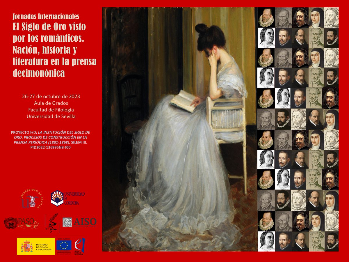 La Universidad de Sevilla acogerá las Jornadas Internacionales «El Siglo de Oro visto por los románticos. Nación, historia y literatura en la prensa decimonónica» (26-27/10/2023), una actividad que cuenta con el aval científico de AISO. Más información en: aiso-asociacion.org/jornadas-inter…