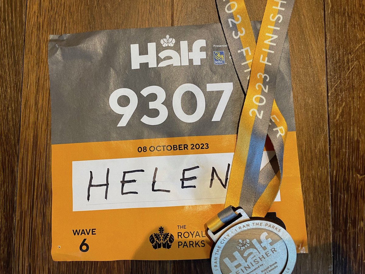 Royal Parks Half in one word, HOT. Finished in 2 hours 6 mins. Not as fast as I'd planned, but beat the rhino & the crazy man carrying the washing machine. To the stranger who gave me fruit pastilles at 10 miles, lady you are a goddess. Some of the nicest things I've ever tasted.