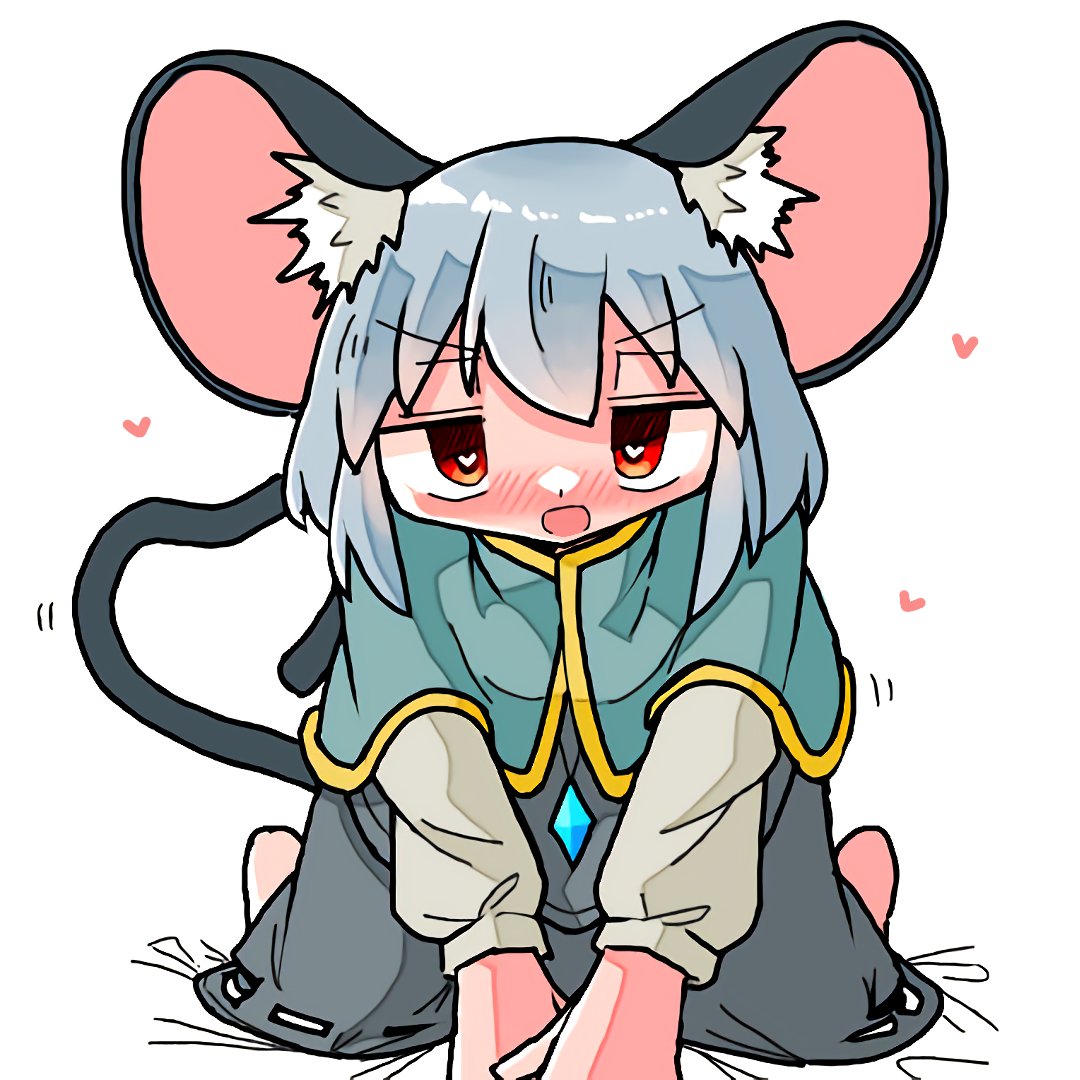 nazrin 1girl animal ears tail mouse ears mouse tail solo heart  illustration images