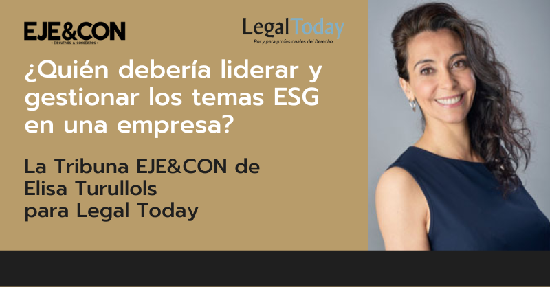 🌱 ¿Quién debería liderar y gestionar los temas ESG en una empresa? Un debate candente que no te puedes perder. Lee el artículo de la socia de <a href="/AsocEyC/">EJE&CON</a>  <a href="/ElisaTurullols/">Elisa Turullols</a> en <a href="/LegalToday/">LegalToday</a>: legaltoday.com/opinion/articu… #ESG #Sostenibilidad #GobiernoCorporativo