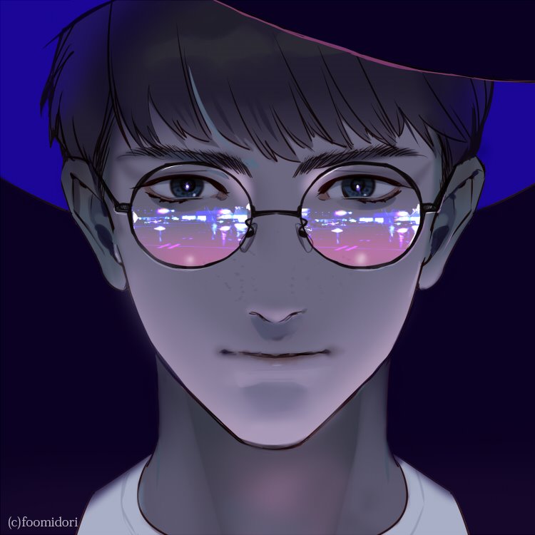 male focus 1boy solo glasses looking at viewer portrait hat  illustration images