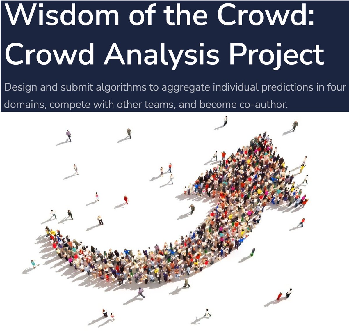 How do we need to combine individual predictions to maximize prediction accuracy, i.e., Wisdom of the Crowd? We invite YOU to propose an aggregation mechanism that will compete with other research teams' suggestions in a number of prediction tasks. Interested? Read more👇 (1/3)