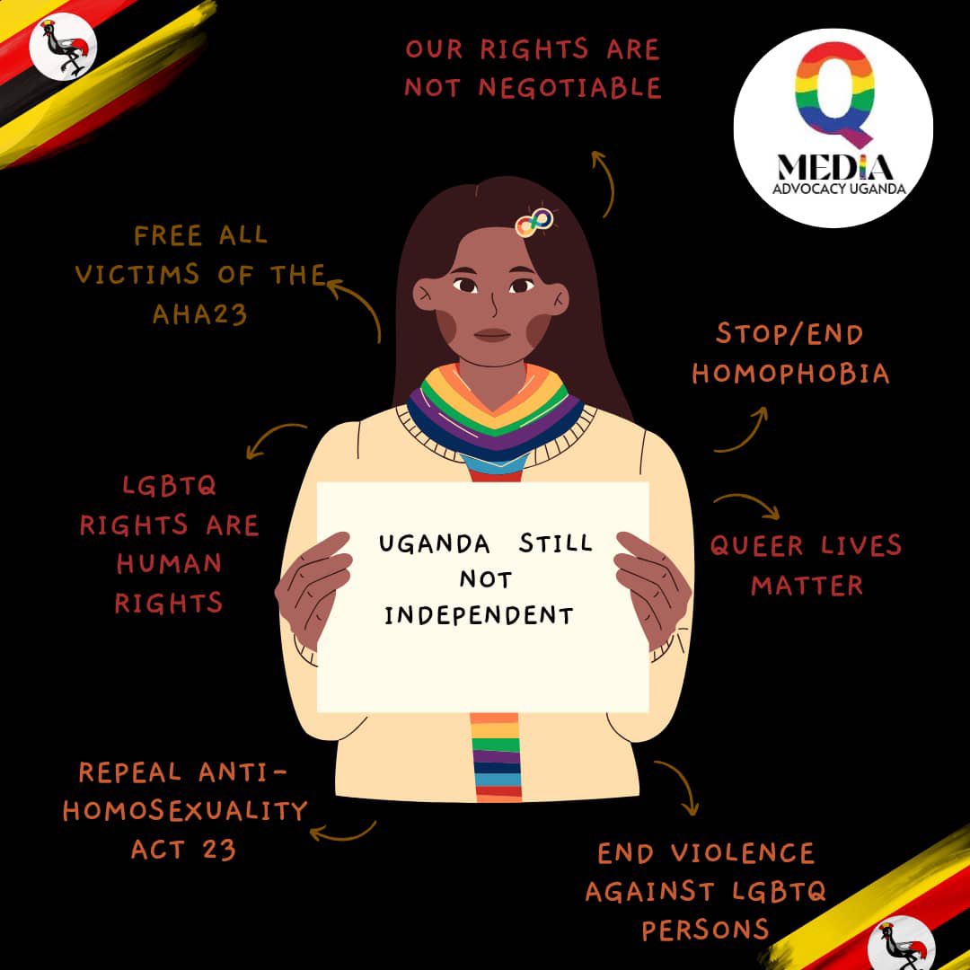 QMediaAdvocacy's tweet photo. #ugnotyetindependent
#stillnotindependent
Stop/End Homophobia
Free All Victims of the AHA23
#RepealAntiHomosexualityAct23
LGBTQ Rights Are Human Rights
Queer Lives Matter
End Violence Against LGBTQ persons
#OurRightsAreNOTNegotiable https://t.co/I5USpBExoT