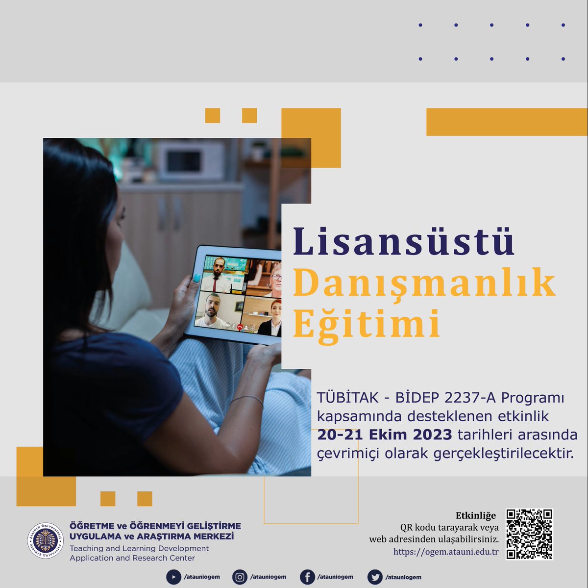 TÜBİTAK - BİDEB 2237A Programı kapsamında desteklenen Lisansüstü Akademik Danışmanlık Eğitimimiz 20-21 Ekim 2023 tarihleri arasında çevrim içi olarak gerçekleştirilecektir.
Başvuru Sayfası: ogem.atauni.edu.tr/2237a-akademik…

 <a href="/rektorcomakli/">Ömer Çomaklı</a> <a href="/yukselgoktas/">Yuksel Goktas</a> <a href="/atauni1957/">Atatürk Üniversitesi</a>