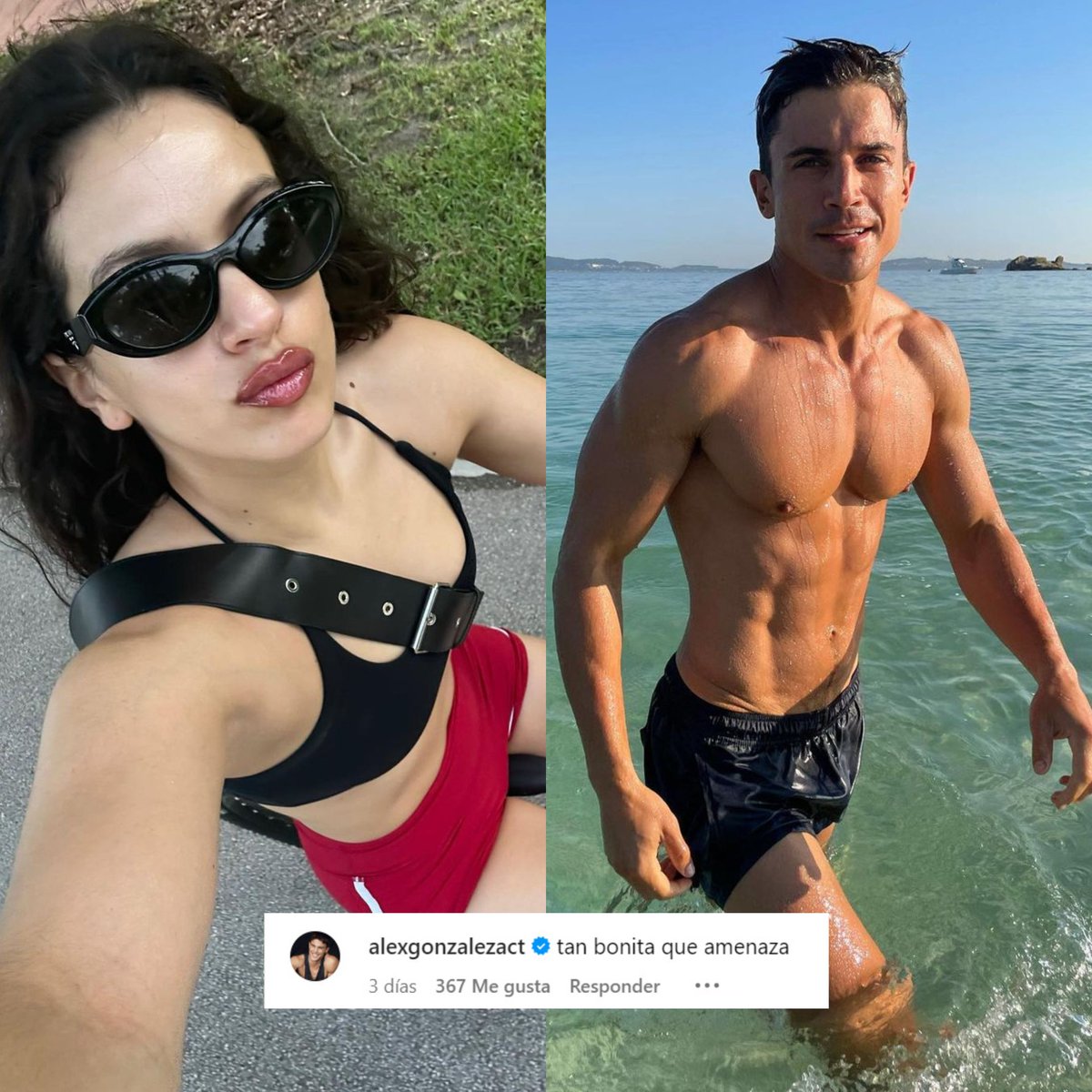 rosaliaposting's tweet photo. El actor Álex González comenta en la última publicación de Rosalia un trozo de la letra de 'Pienso En Tu Mirá':

"Tan bonita que amenaza" https://t.co/J66xMfGZ6R