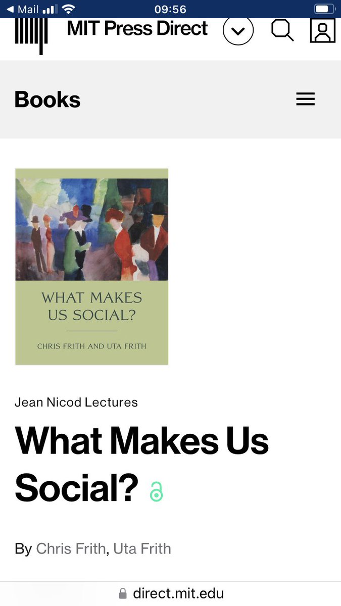 Amazing free resource from the wonderful @utafrith & Chris Frith - their new book on social cognition @mitpress here: direct.mit.edu/books/oa-monog…