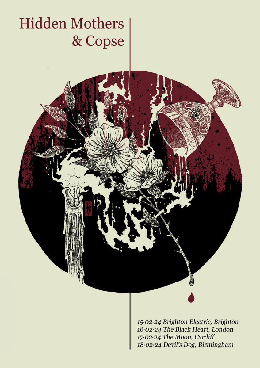 We are beyond stoked to announce that we will be going on tour with our dear friends in <a href="/Copsebm/">Copse</a> in February 2024! We have never played 3/4 of these places before, so we're looking forward to melting some fresh faces.

Poster design by @oldwoden