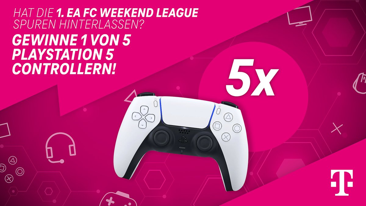 Telekom_zockt's tweet photo. EA FC Schwitzer aufgepasst: Euer Controller hat die Weekend League nicht überstanden? Dann habt ihr jetzt die Chance, 1 von 5 PS5 Controllern zu gewinnen!

Was ihr tun müsst, um teilzunehmen:
- @Telekom_zockt folgen
- Post liken & retweeten

Teilnahmeschluss ist der 13.10.2023 um 17:00 Uhr. Teilnahmebedingungen: https://t.co/ckEyacI60A