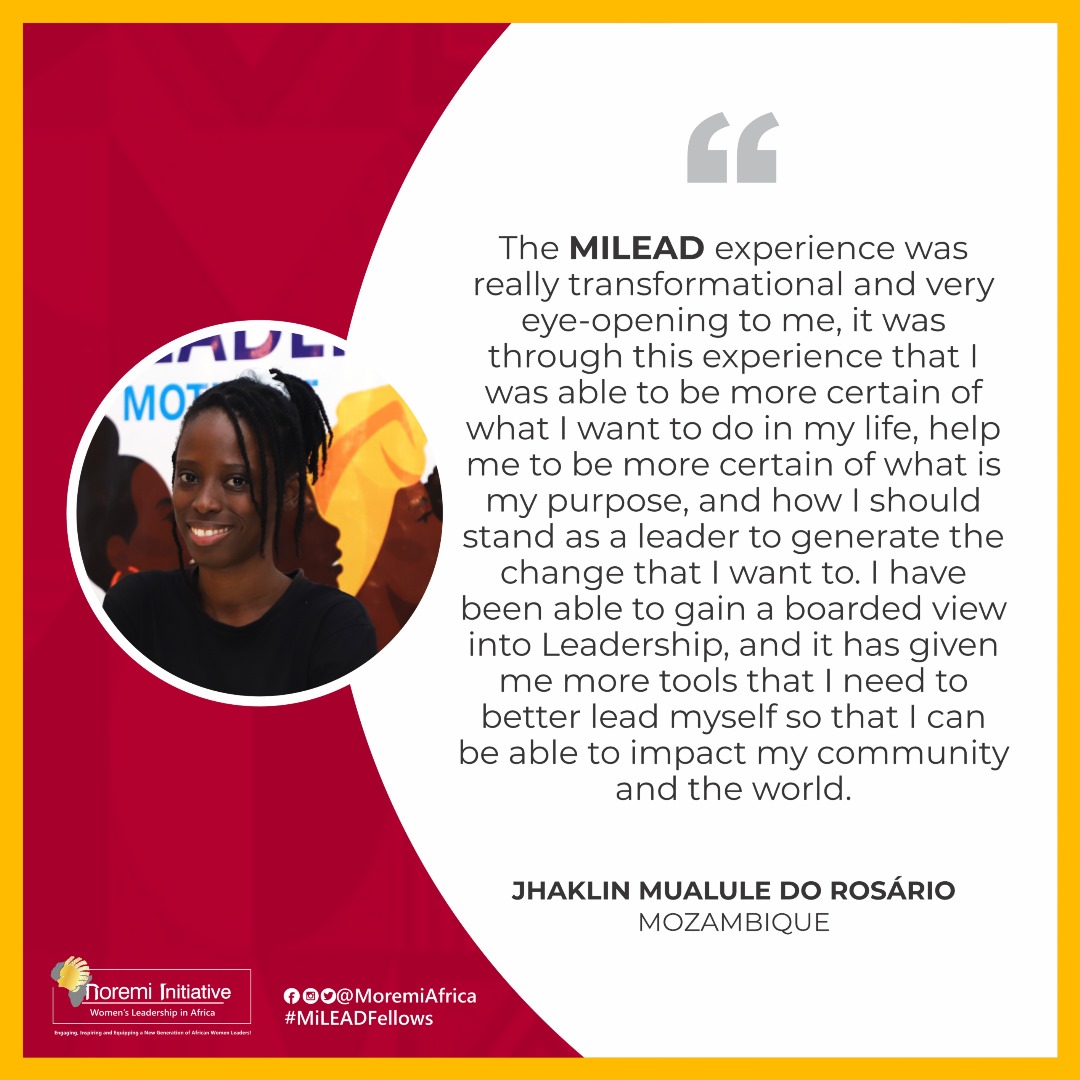 MoremiAfrica's tweet photo. 🌟 Jhakline share her transformative journey through the fellowship. 

#MILEAD #MILEADFellows #MILEAD2023 #MILEADExperience #ThePowertoLead #YoungWomenLead https://t.co/6rpZLOaLH3