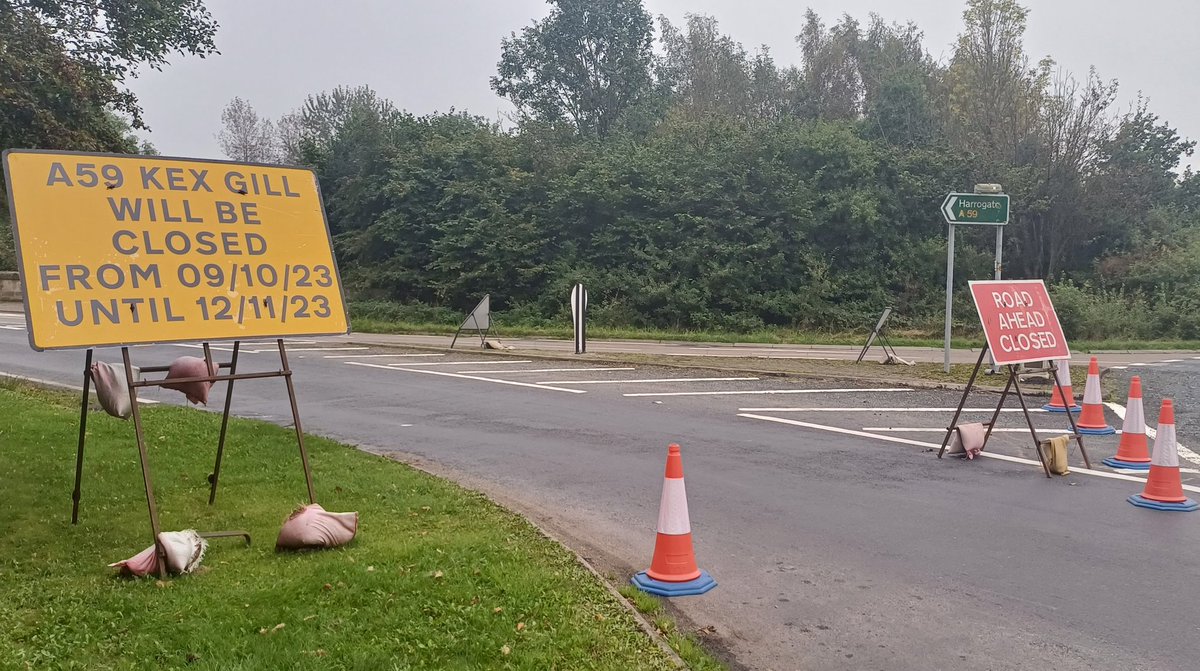 ⚠️**ROAD CLOSURE**⚠️
A reminder that #A59 at #KexGill between #Skipton & #Harrogate is CLOSED for 5 weeks. 

Diversions in place via Ilkley. Please allow extra time for your journey.
🚫 Please do not ignore road closure signs! 🚫
More info: northyorks.gov.uk/news/2023/majo…