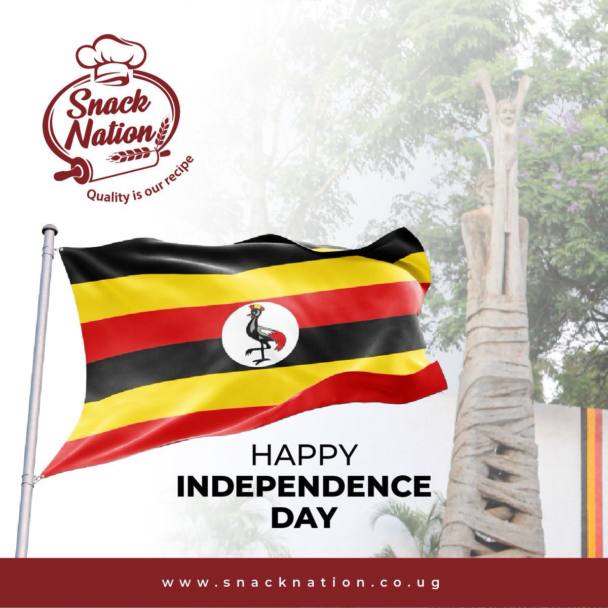 snacknationug's tweet photo. Happy 61st Independence Day, Uganda! 🎉🇺🇬
#UgandaAt61 
#IndependenceDay https://t.co/WzV4UcyqRT