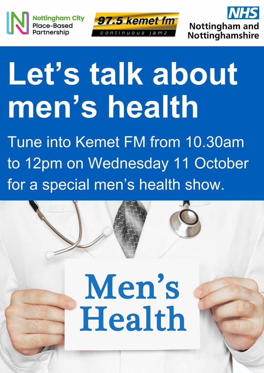 Tomorrow we will be on @KemetFM as part of a special programme focusing on men's health. Tune in from 10.30AM!
