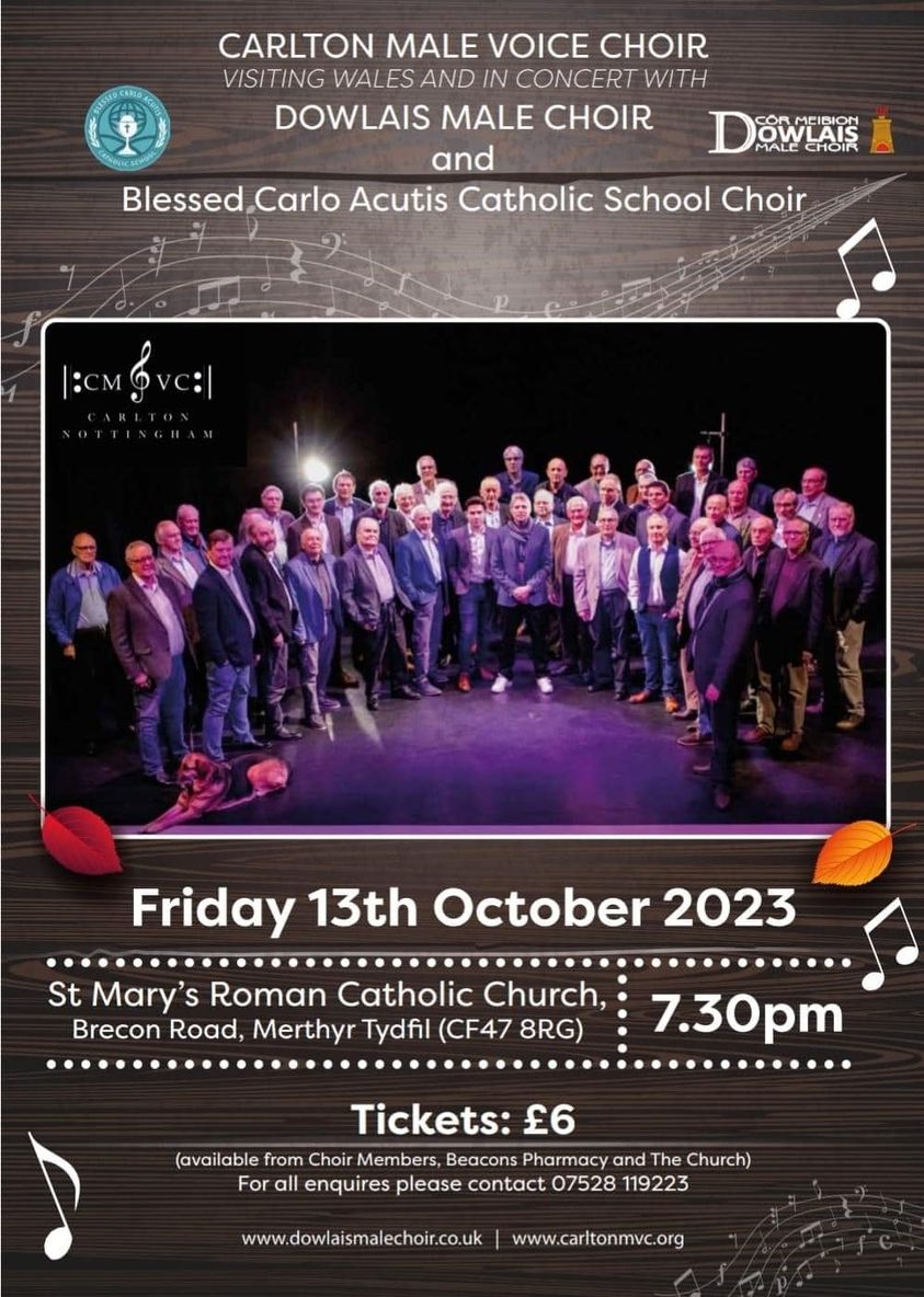 We can hardly wait for  Friday when the choir sets off across the border to unite in song with Dowlais Male Choir, based in the valley town of Merthyr Tydfil. It's a privilege to share a stage  with one of Wales most historically famous choirs.