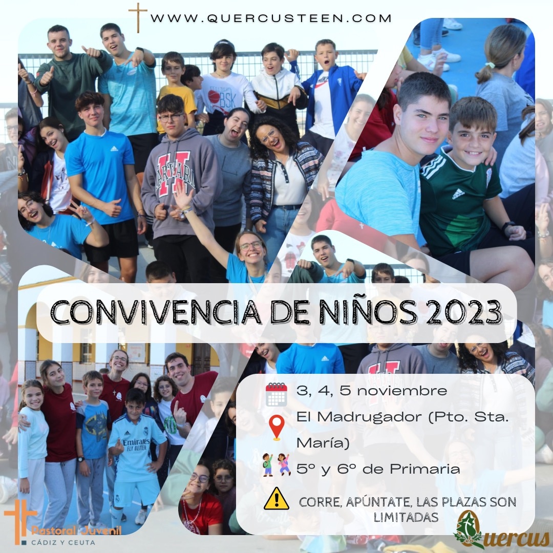 quercusteen's tweet photo. Convivencias para niños!!!🥳🥳

🔹Fechas🗓️: 3, 4 y 5 de noviembre

🔹Lugar en el Centro Juvenil «El Madrugador» en el Puerto de Santa María.

🔹Edad: niños de 5° y 6° de primaria.

Toda la información en nuestra página web👇🏻:https://t.co/jf7gyCQrmv https://t.co/lVcVoqzdUN