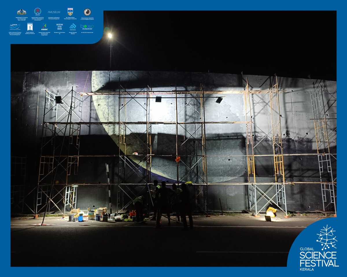 GSFK2023's tweet photo. As part of the outreach programmes of GSFK, the team is working on an art wall at Vellar, Trivandrum. Follow and stay tuned for the final version.
#GSFK #CelebrateScience #Vellar #ArtWall #ScienceFestival https://t.co/vWZKYB644a