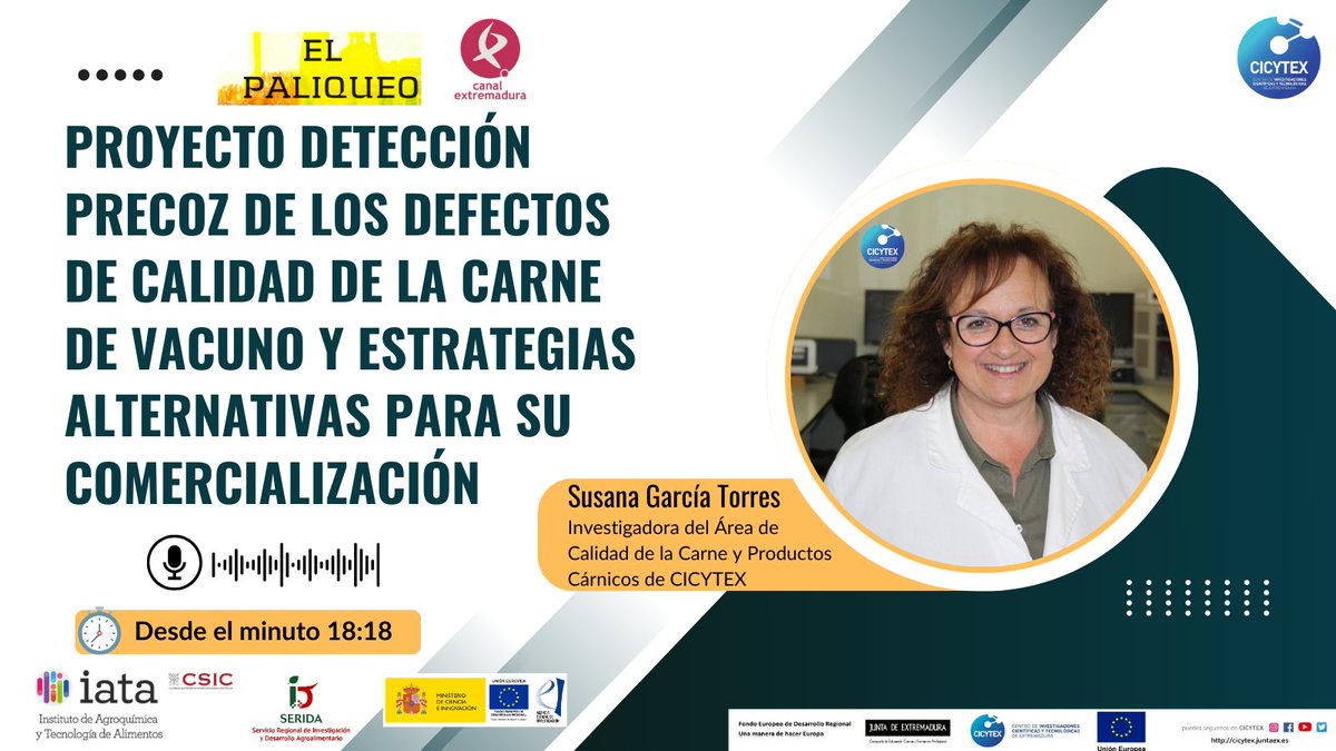 CICYTEX's tweet photo. 🤔¿Alguna vez has rechazado comprar unos filetes por el color q tenían?🥩
👩‍🔬En @CICYTEX junto a @SeridaAst y @asincar (Asturias) y @iata_csic investigamos para una detección precoz de estos defectos y buscar alternativas para su comercialización 🏪
⏯️Play https://t.co/jzfTGSXxif https://t.co/hRGBUUuo64