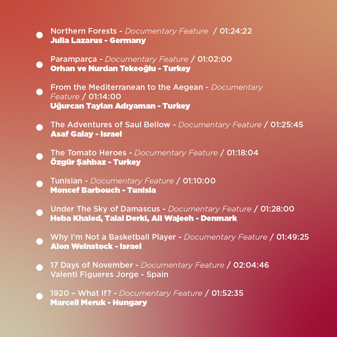 antakyafilmfest's tweet photo. 11.Uluslararası Antakya Film Festivali'nin Belgesel Film finalistleri belli oldu! 🎬
Finalistlerimizi tebrik ediyor, tüm sinemaseverleri 13-19 Ekim tarihlerinde festivalimize bekliyoruz.
#AntakyaVarsaBendeVarim #AntakyaFilmFestivali #Antakya #Film #FilmFestivali #cefworks https://t.co/fFcORzp1Ha