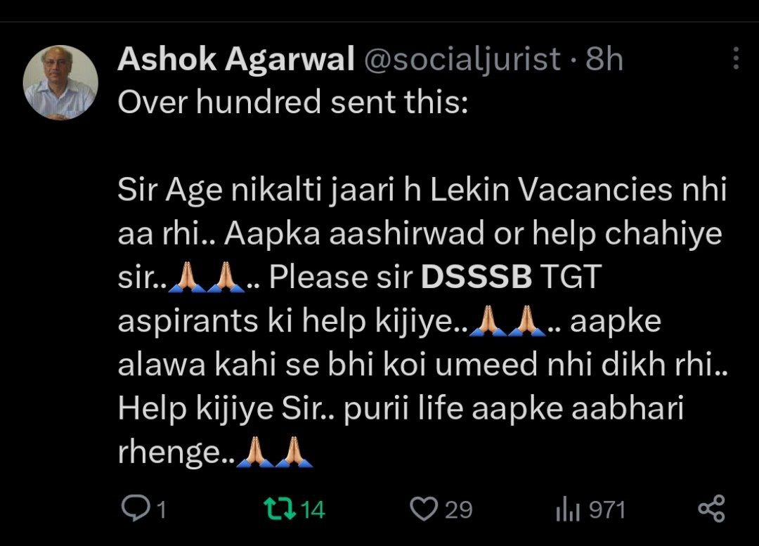 VikasMe16270854's tweet photo. #Release_DSSSB_VACANCIES
#DSSSB_REFORM A
@LtGovDelhi 
@ArvindKejriwal 
@PMOIndia 
@OberoiShelly 
@AtishiAAP https://t.co/f5JD1941tC
