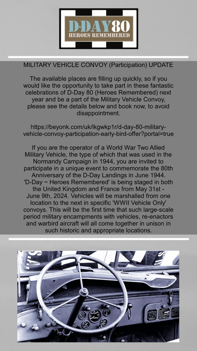MILITARY VEHICLE CONVOY (Participation) UPDATE
Read more below!
