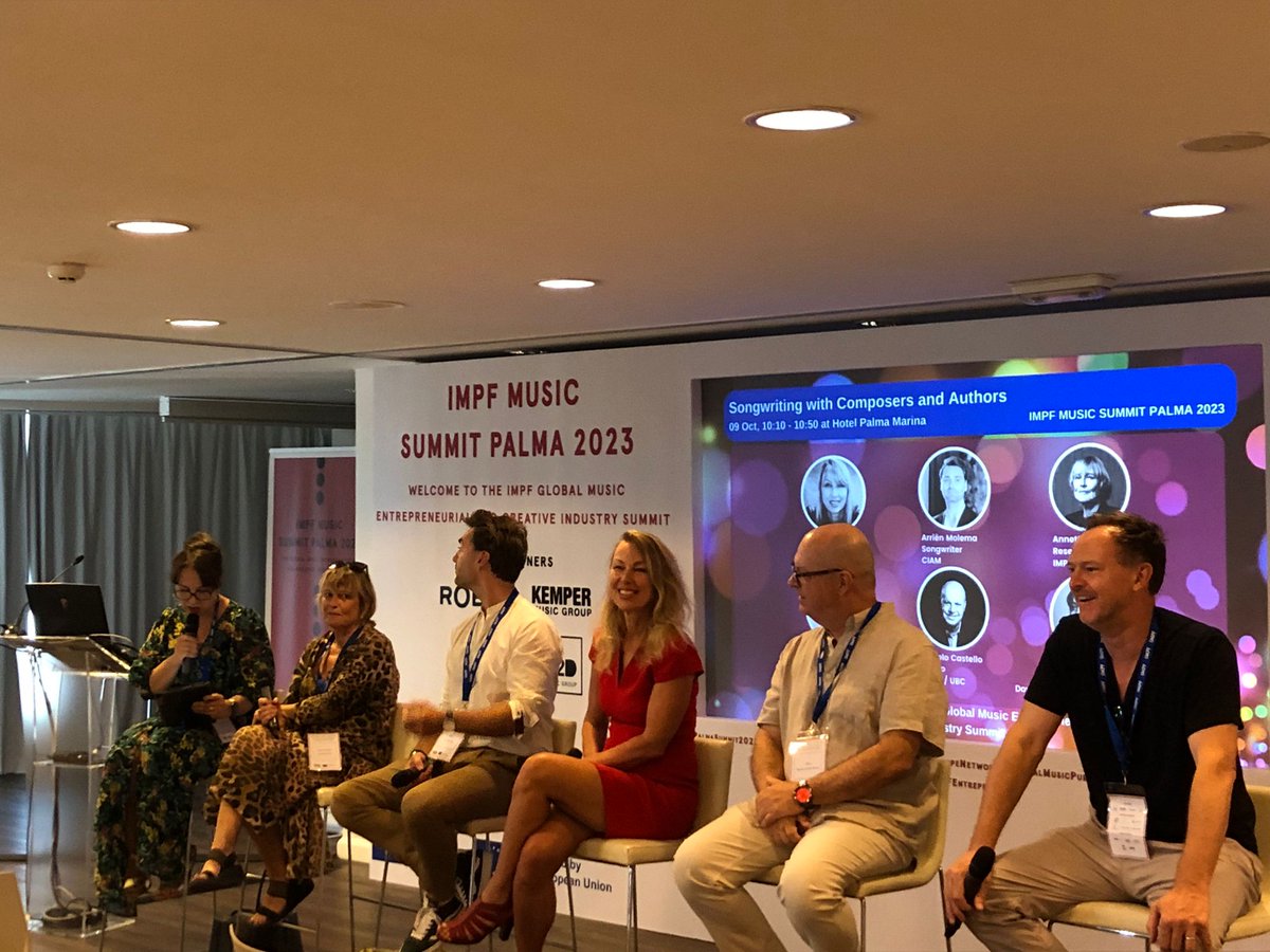 ECSA is in Palma for the <a href="/IMPForum/">IMPF</a> Music Summit! #PalmaSummit2023
The summit just kicked off with the first panel, discussing how to reach a greater global songwriting community, with among others ECSA President @Helienne Lindvall &amp; <a href="/arrienmolema/">Arrien Molema</a> (BAM Popauteurs, <a href="/CIAMCreators/">CIAM</a>).