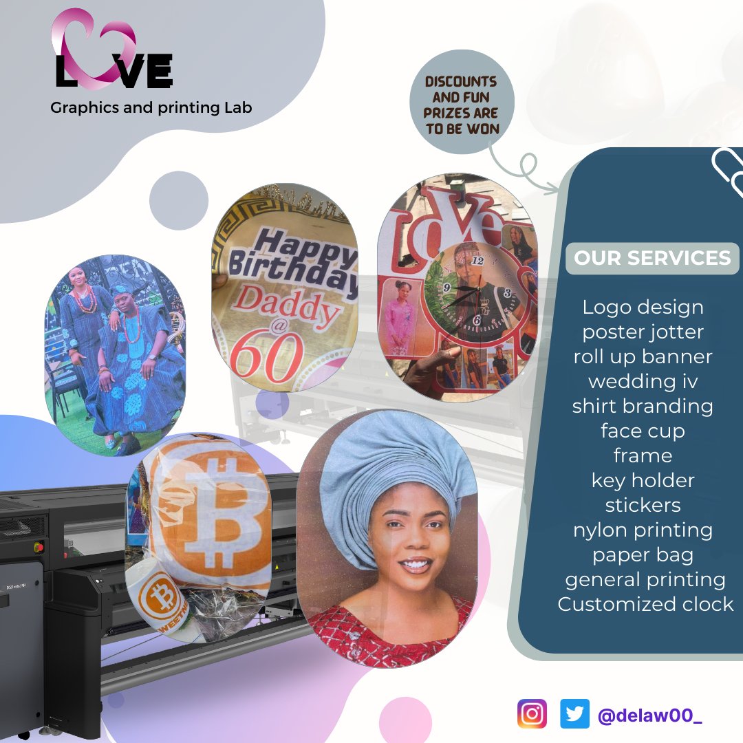 Delaw00_'s tweet photo. Love Graphics and Printing Lab🖥️
You need a plug for your Magic mug, throw pillows, customized towel and wall clock you're a Dm away!☺️
Currently doing sales for frames 🖼️ of any sizes of your choice. Let's get to business 📩😎
https://t.co/h1yy2bMZhF
#Akure 
#BigBrotherUK https://t.co/z7p69wQUC4