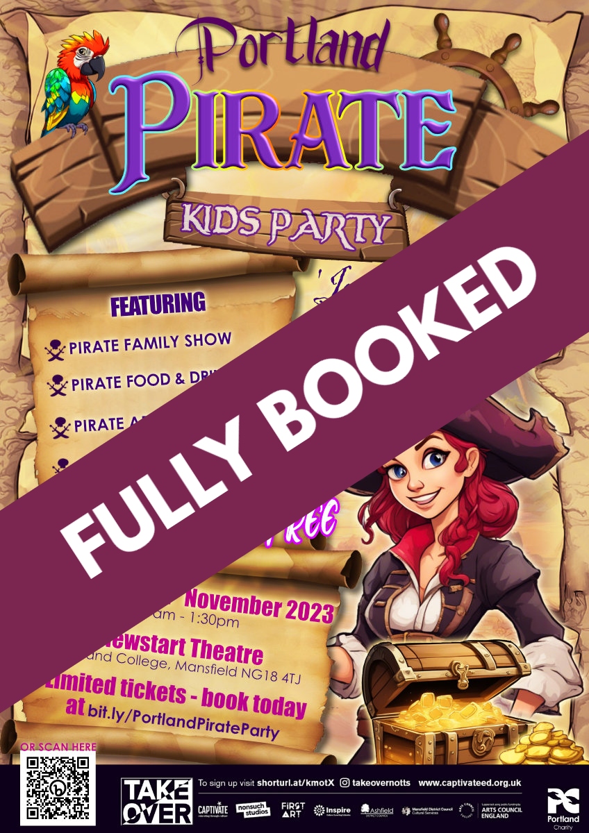 Talk about hot cakes... Portland Pirate Kids Party is now FULLY BOOKED. There's a waiting list should places become available. Email marketing@portland.ac.uk with Pirate Kids Party in the subject line & state your full name & how many children's tickets you require. Thank you