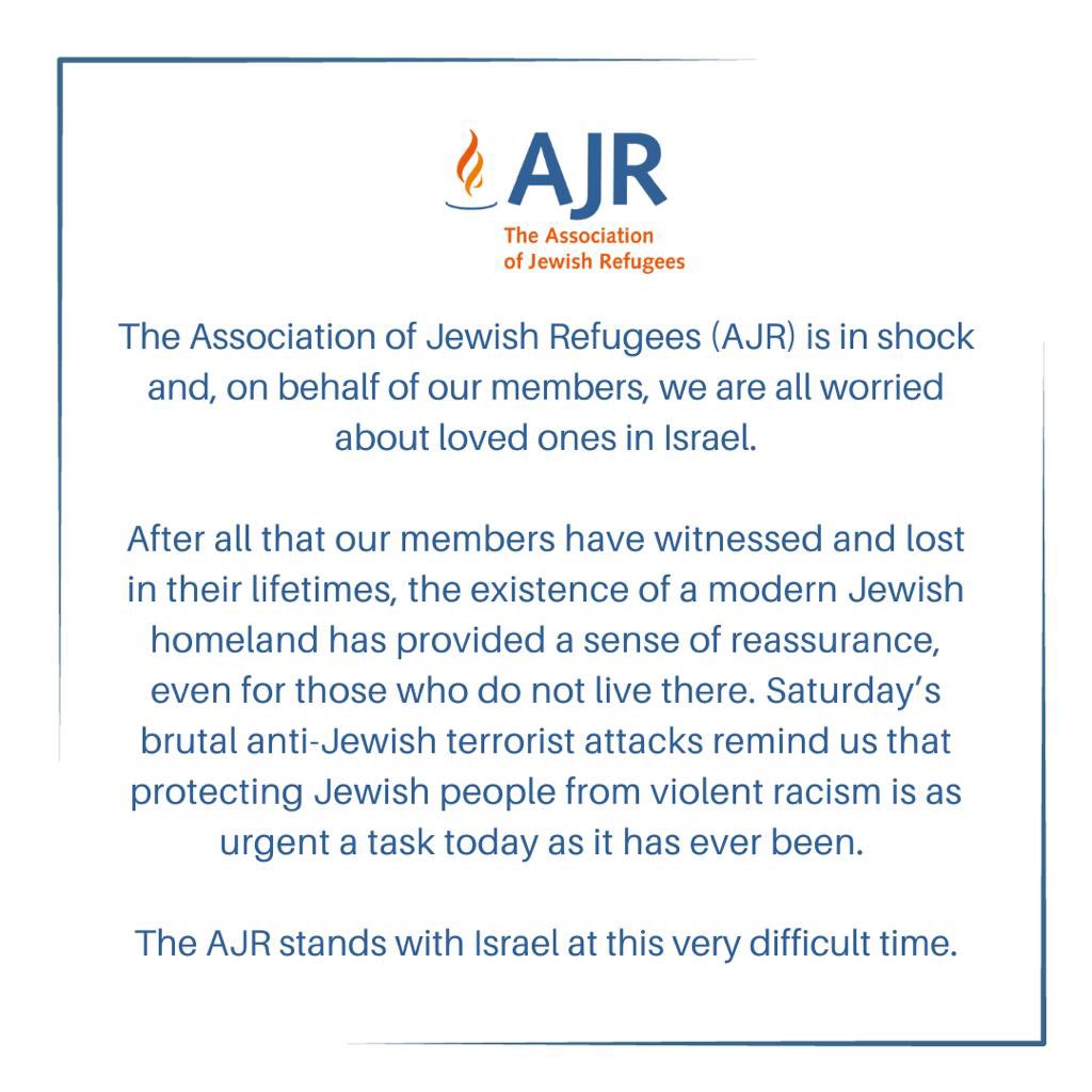 The Association of Jewish Refugees (AJR) (@TheAJR_) on Twitter photo 2023-10-09 09:19:43