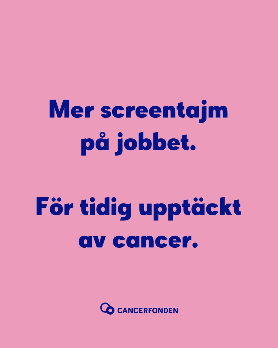 Cancerfonden's tweet photo. En av åtta personer som jobbar har någon gång avstått från att gå på sin screening på grund av arbetet, trots att tidig upptäckt av cancer kan rädda liv.

Det vill vi ändra på.

Vi vill att fler arbetsgivare ska göra det möjligt att gå på screening på betald arbetstid. https://t.co/wj45uu0Wqj