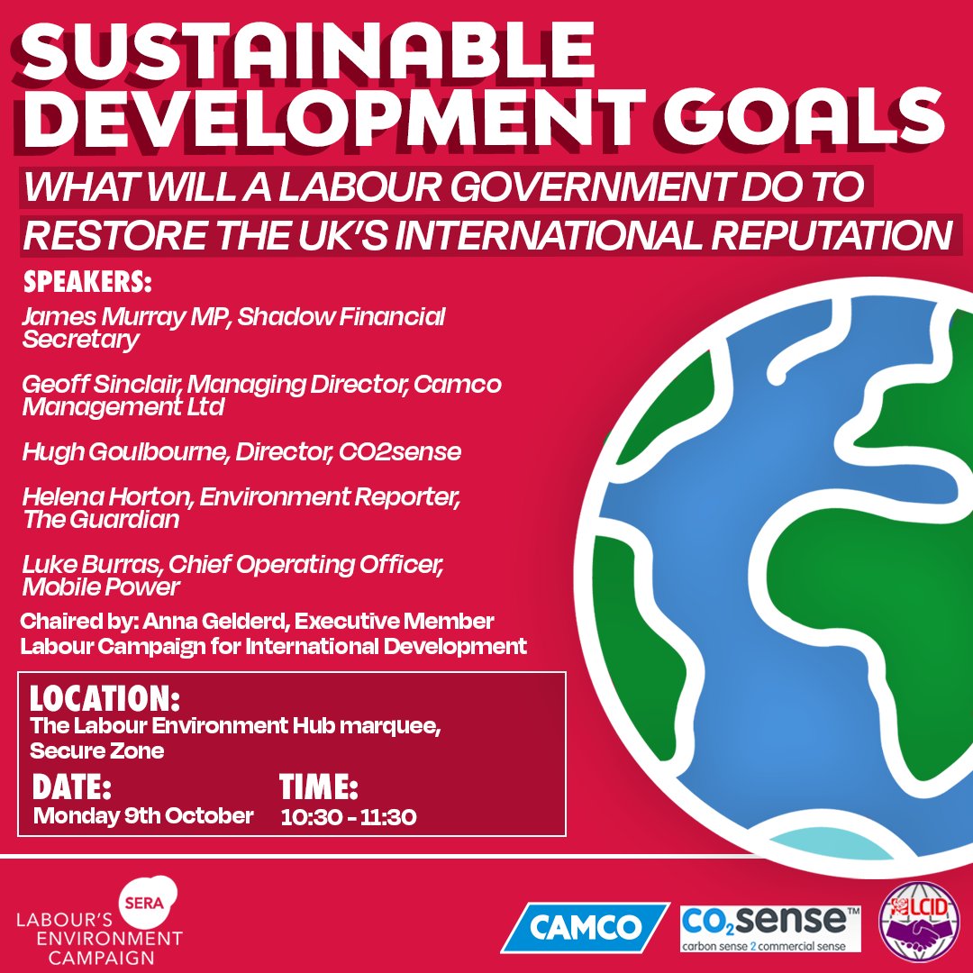 serauk's tweet photo. Now: Sustainable Development Goals

Now #Lab23 we are sitting down with @jamesmurray_ldn, @Camco_tweets, @CO2Sense, @horton_official and @MobilePowerLTD to discuss restoring the UK's Climate Credentials.

With @annagelderd from @LabourCID Chairing, it is not one to miss #LabEC23 https://t.co/DLSDgPcGJZ