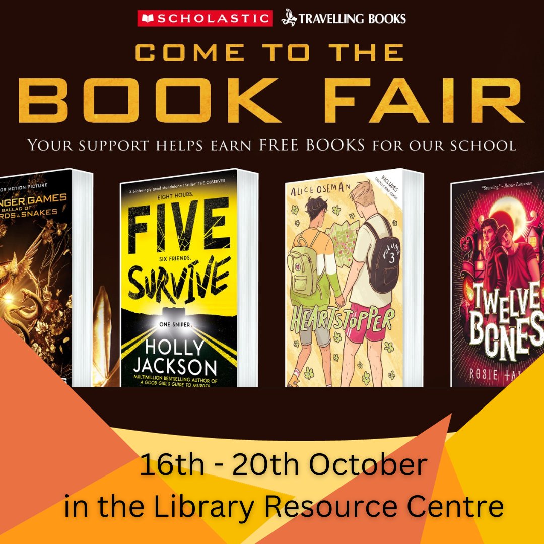 From the 16th to 20th October, there will be a Book Fair in the Library Resource Centre.

Pupils will be able to browse and buy a range of books. Payments can be made in cash or with vouchers purchased in advance. 
For more information  on vouchers visit: bookfairs.scholastic.co.uk/gift-vouchers