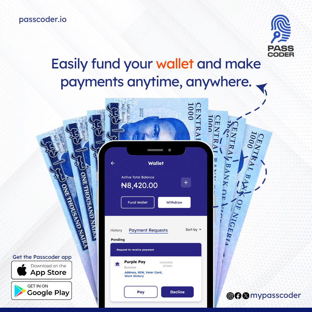 Mypasscoder's tweet photo. Passcoder is a whole new level of convenience! 

 Fund your wallet today and experience an easy way to make payments and lightning-fast transfers. 

It is easy and simple to use. Join the future of finance now! 

#Passcoder
#Monday
#PasscoderRevolution #EasyPayments https://t.co/eFmU1g00Jl