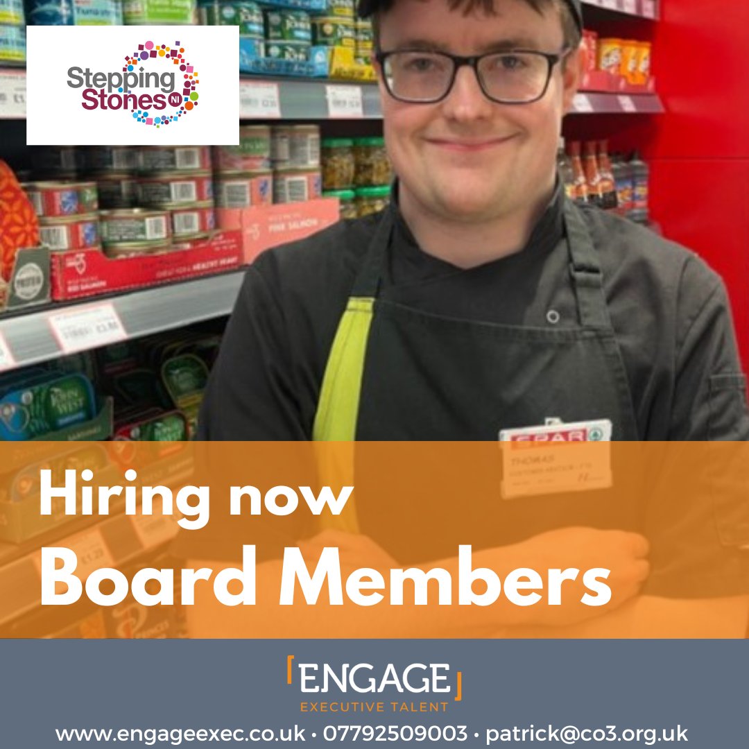 Engage is delighted to be supporting Stepping Stones NI with new Board members. Individuals with experience from any of the following are welcome to apply &gt;&gt; bit.ly/48J7rU0
🔸 Finance
🔸 Public Relations
🔸 Human Resources
🔸 Third sector leadership
<a href="/steppingni/">Stepping Stones NI</a>