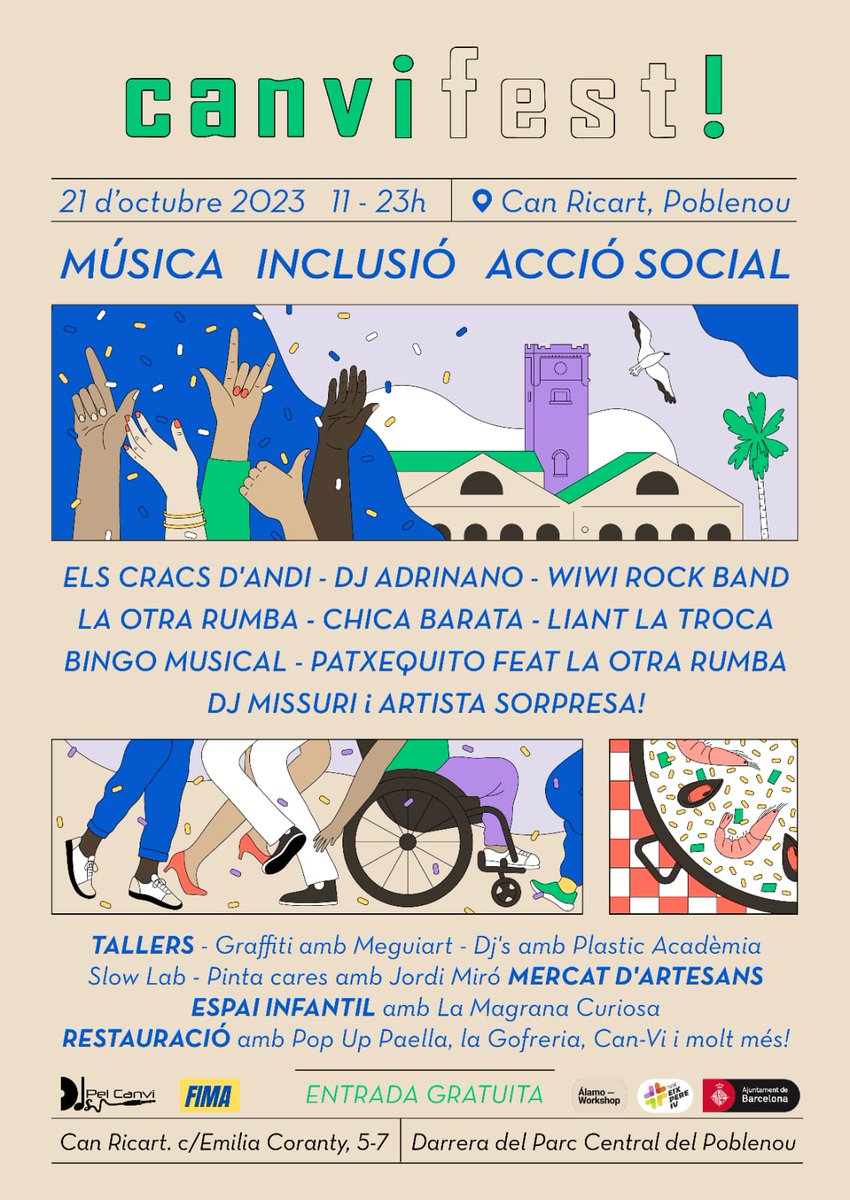 👉 Ja és aquí la 3ª edició del festival inclusiu #Canvifest!

📆 Dissabte 21 d'octubre de 11h a 23h
🎟️Activitat gratuïta, organitza <a href="/Djspelcanvi/">Dj's pel canvi</a>