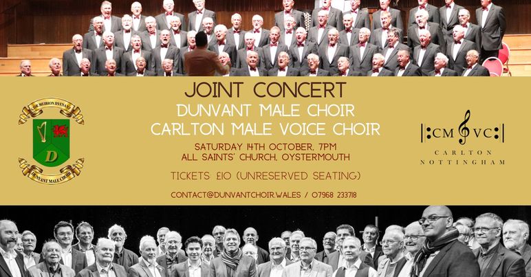 This Saturday we are in the Swansea area in concert at the magnificent All Saints Church, Oystermouth with Dunvant, another of the great Welsh male choirs,  the oldest continuous male choir in Wales. A chance  to measure our own standards by singing alongside the very best!