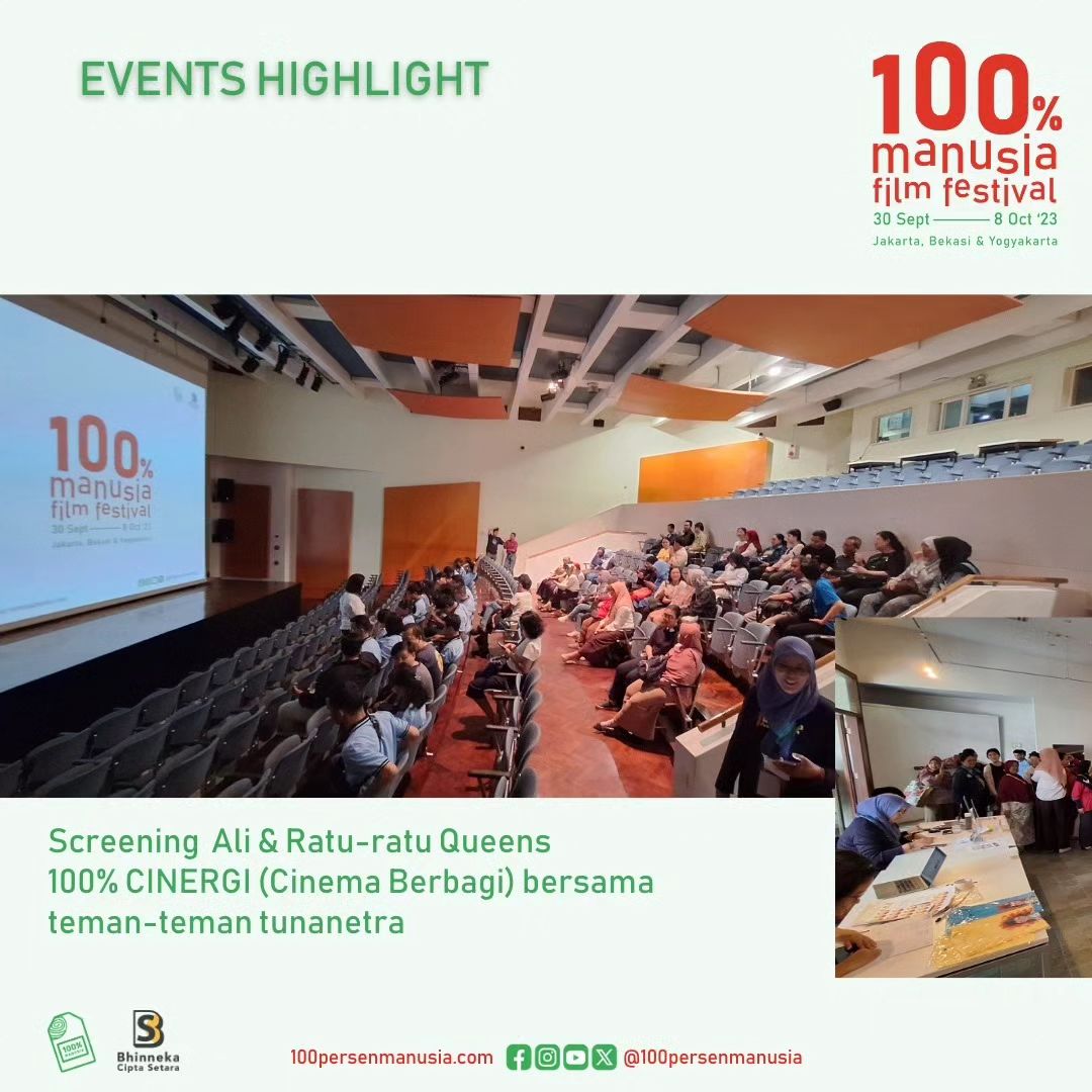 100prsenmanusia's tweet photo. EVENTS HIGHLIGHT: 100% CINERGI (Cinema Berbagi), Opening 100% Exhibition: Colors of Freedom & Artist Talk #100PMFF2023 🥳🎬🫶🏽
Sunday, 1 Oct 2023 at @GI_Indonesien https://t.co/MwLM3l0mvr