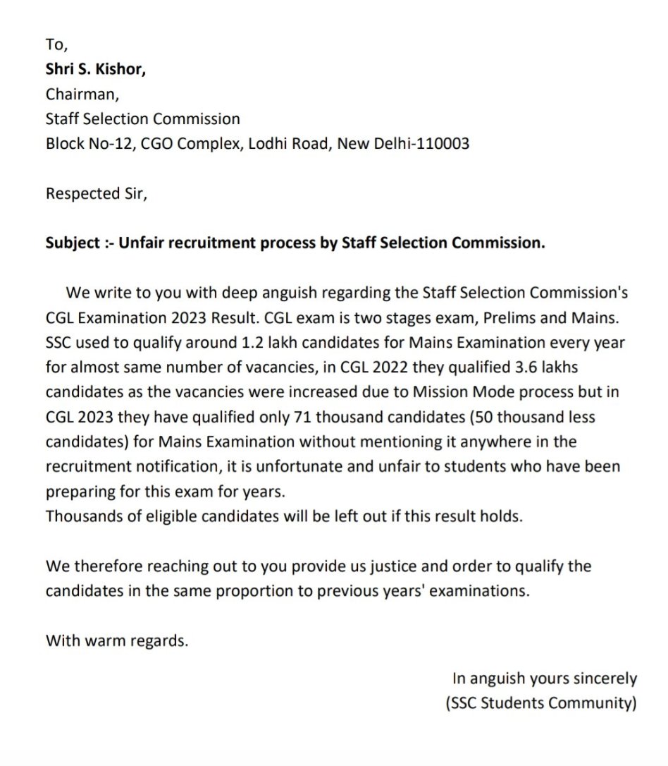 GLUmesh's tweet photo. #SSCReviseCGL23Result
We want 15 times selection of candidates to vacancies in ssc cgl2023 pre exam.
Give us our right
#SSC_CGL_2023_REVISED_RESULT 
@DoPTGoI @PMOIndia @ABPNews @ssc_official__ https://t.co/hwRQmkn15j