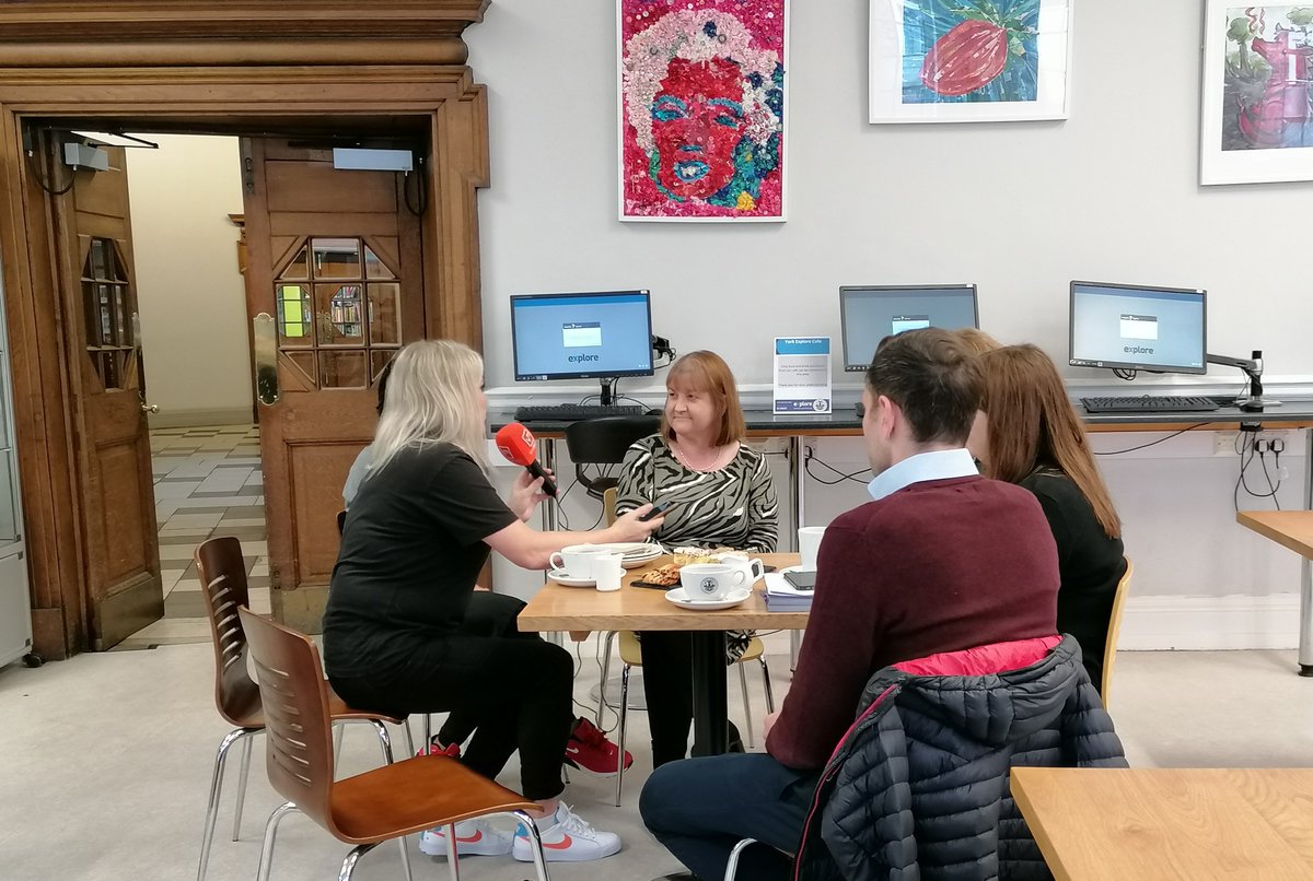 YorkLibrariesUK's tweet photo. We were delighted to welcome @theyorkmix and @theyorkbid to our #ExploreCafe to chat #YorkRestaurantWeek! Did you hear us on the radio this morning? 📻 Don't miss our offers at @HungateCafe and @YorkExplore #Cafe!
#MakeADifference #ChooseToUse #YRW23
↘️ https://t.co/YkhzFjpf0B https://t.co/k15LM1f6Du