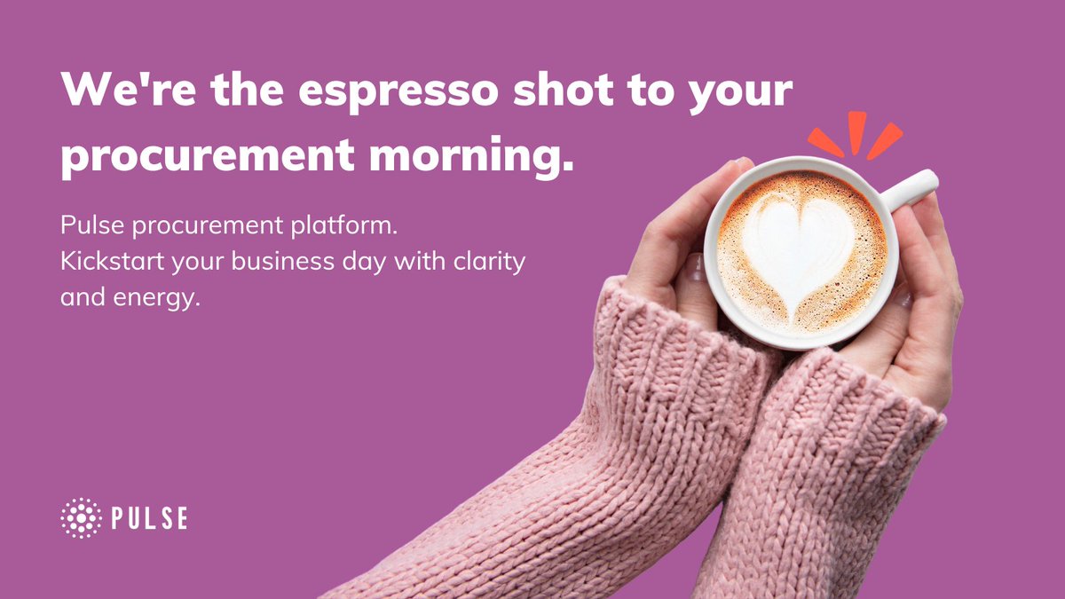 At Pulse we're the "espresso shot" that awakens your procurement game. Just like coffee fuels your focus and sharpens your thinking, our procurement tools help you focus on business with clarity and energy. 
#InternationalCoffeeDay #ProcurementExcellence