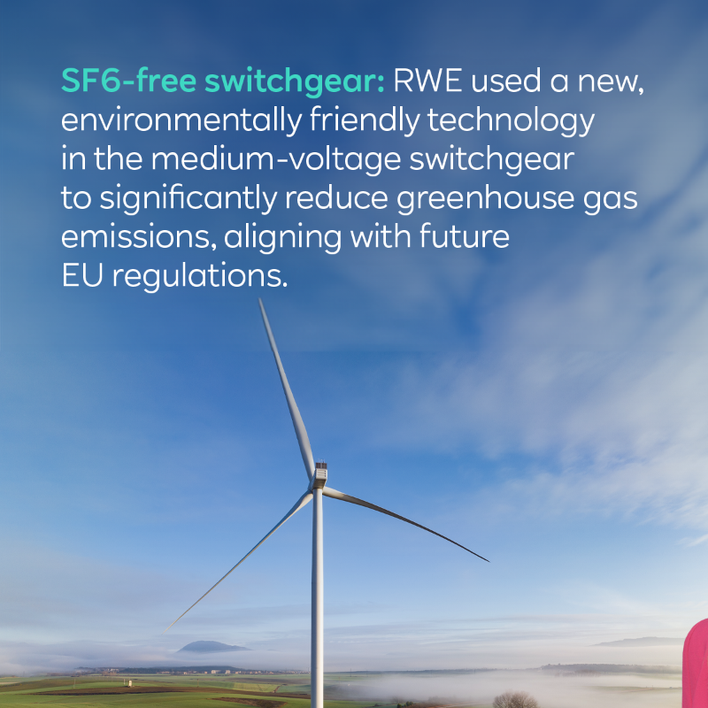 RWE_AG's tweet photo. RWE commissions the Orkoien onshore wind project in Spain, pioneering two innovative technologies: plastic mats in construction &amp; a SF6-free switchgear.