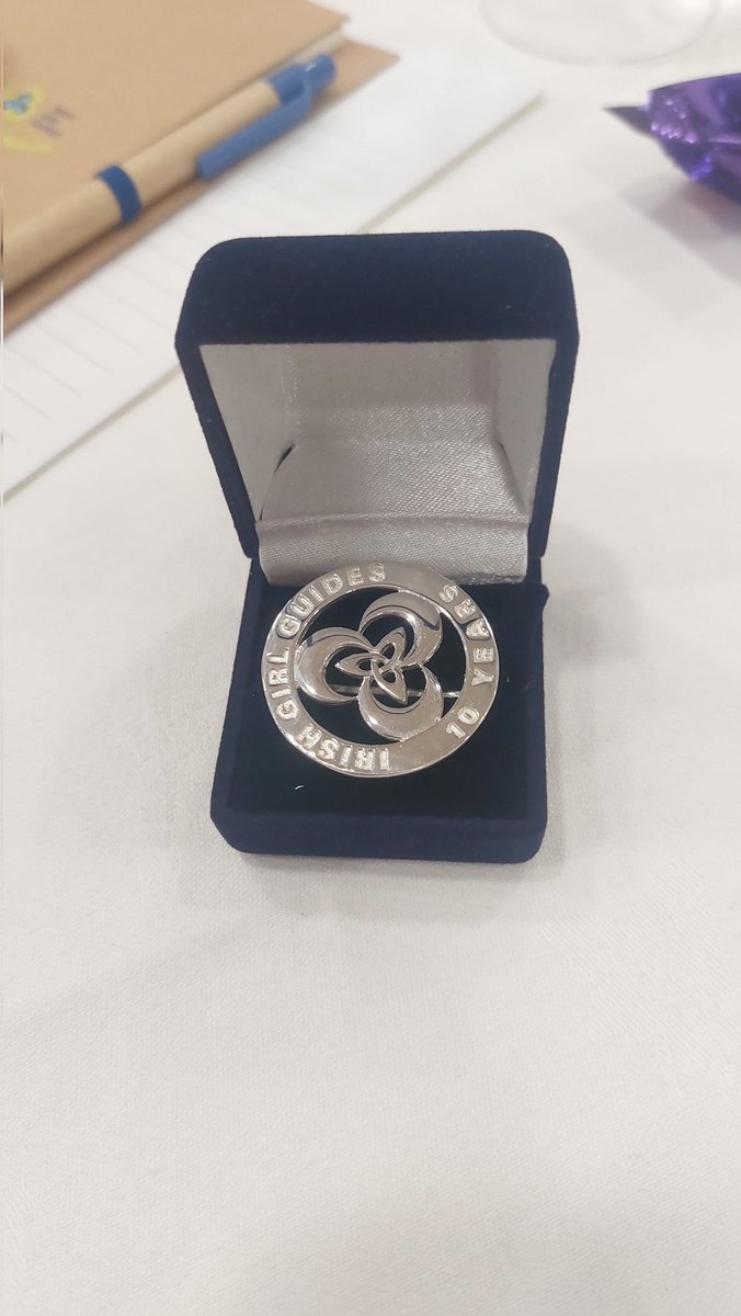 Delighted to have gotten my 10 year service pin at the @IrishGirlGuides North East Regional conference yesterday! Been a member since I was 4 years old - so nice to be able to give back since moving up to a leader role in 2013! 😁🥰 

#IGG #GivingGirlsConfidence #10YearsALeader
