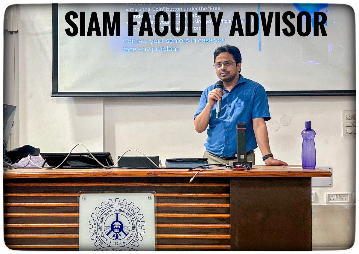 siam_iitism's tweet photo. The Society for Industrial and Applied Mathematics (SIAM) has revived its student chapter at IIT (ISM) Dhanbad after a hiatus. SIAM's SC renewed focus will encompass Competitive Programming,Machine Learning, and,notably Quantitative Analysis and many more to come.
@IITISM_DHANBAD https://t.co/1q47tKKhBl