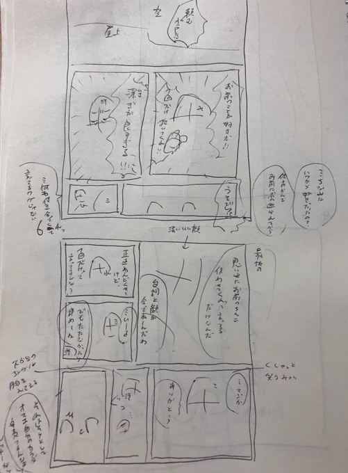 ネームやってるけど相変わらず本当に汚いな!!!ここから下描き無しに直ぐに線画になるの我ながら本当に凄い 