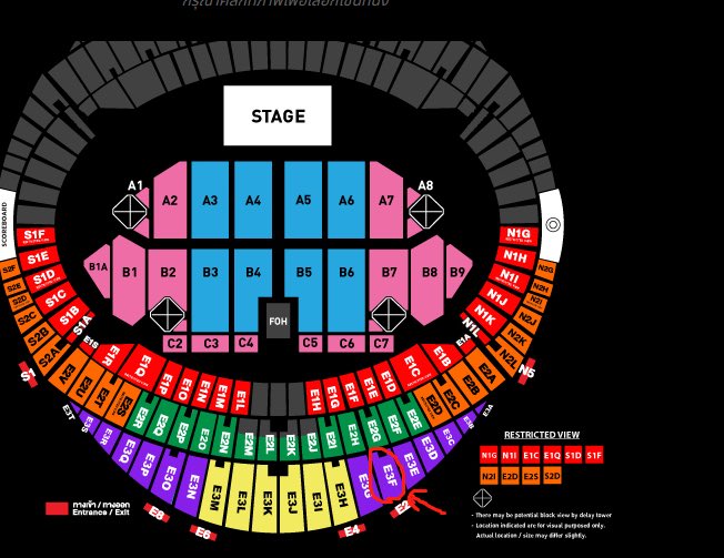 JunJun_EXOL's tweet photo. หาแลกวันที่ เราได้วันที่8อยากเปลี่ยนไปวันมี่9 โซนม่วง E3F ที่นั่งแถวFQ 3ที่นั่งติดกัน ใครอยากแลกวันกับเราเดมมาค่ะ 
 #JayChouCarnivalWorldTourinBkk https://t.co/L5jtoS3zV7