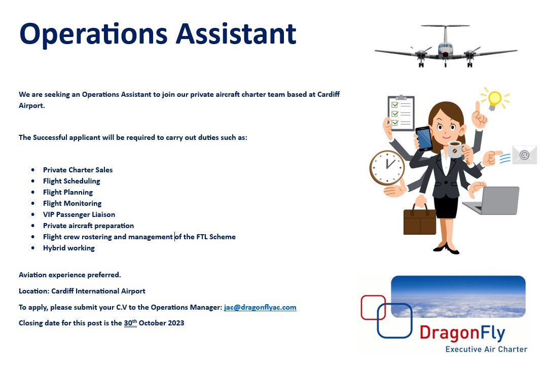 Join our team by submitting your CV to the Ground Operations Manager ✈️ 

📧 jac@dragonflyac.com