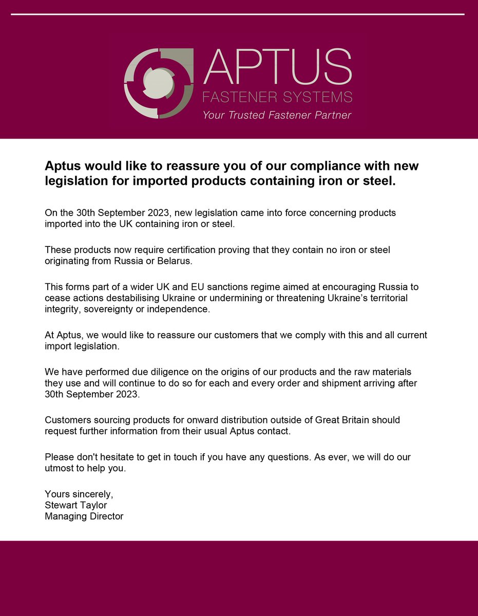 Aptus Fasteners tweet media