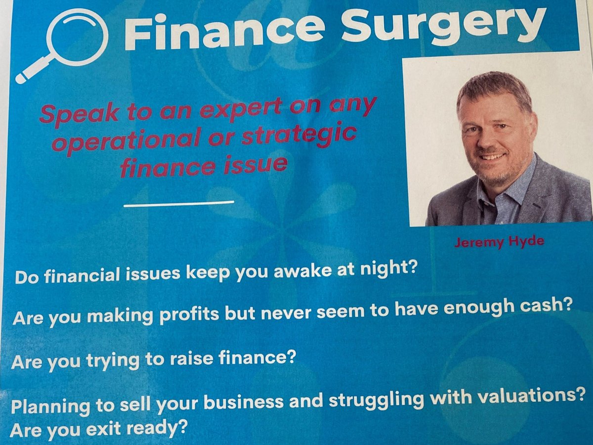 This week at #SJIC: Finance Surgery with @thecfocentreuk. Speak to an expert about any operational or strategic finance issue. Drop in to the Square Cafe on 11 October, 10:00-14:30, or email jeremy.hyde@cfocentre.com, to arrange an appointment in advance.