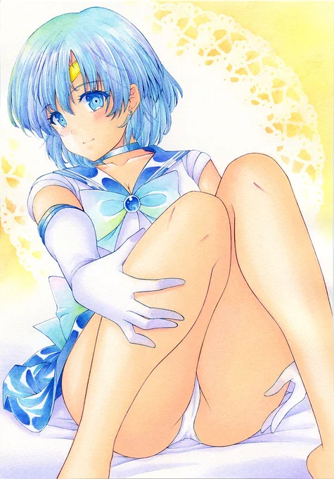 美少女戦士セーラームーンセーラーマーキュリー水野亜美さんのアナログイラストです(再掲)#イラスト好きさんとつながりたい 